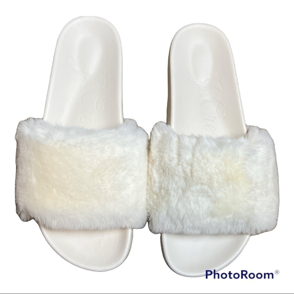 NWT J.Crew Pacific Fluffy Slide On Sandal White Size 8.5 - Picture 4 of 5